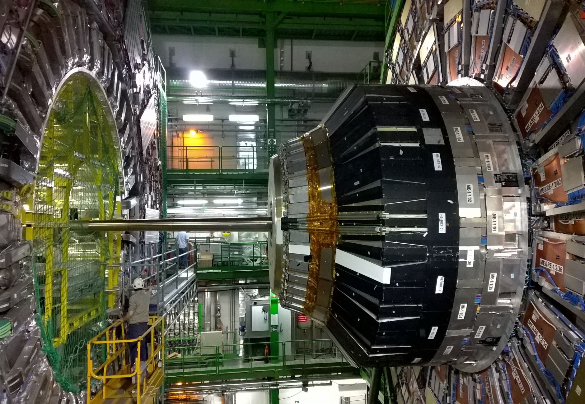 Intricate machinery inside CERN's Large Hadron Collider in Geneva, Switzerland.